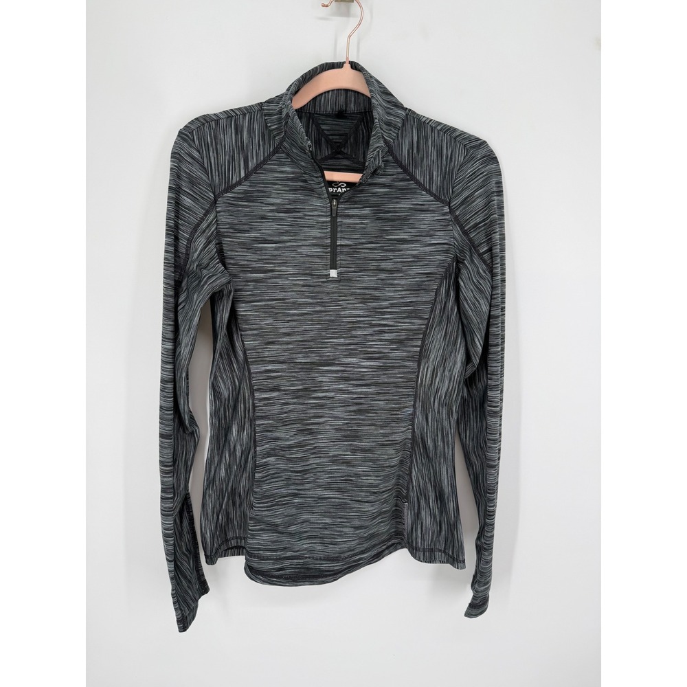 Prana Pullover Women Size M Black Grey Space Dye Quarter Zip W2SIER316 Thumbhole